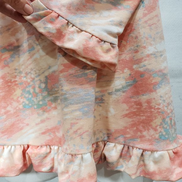 Rose + Olive LS Peach & Blue Top Swim Coverup Small - Picture 6 of 9